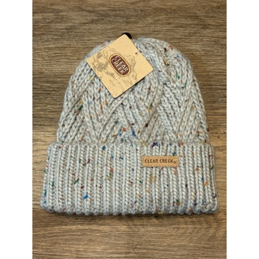 Clear Creek Women's Winter Knit Beanie Cap Gray Blue‎ One Size NWT